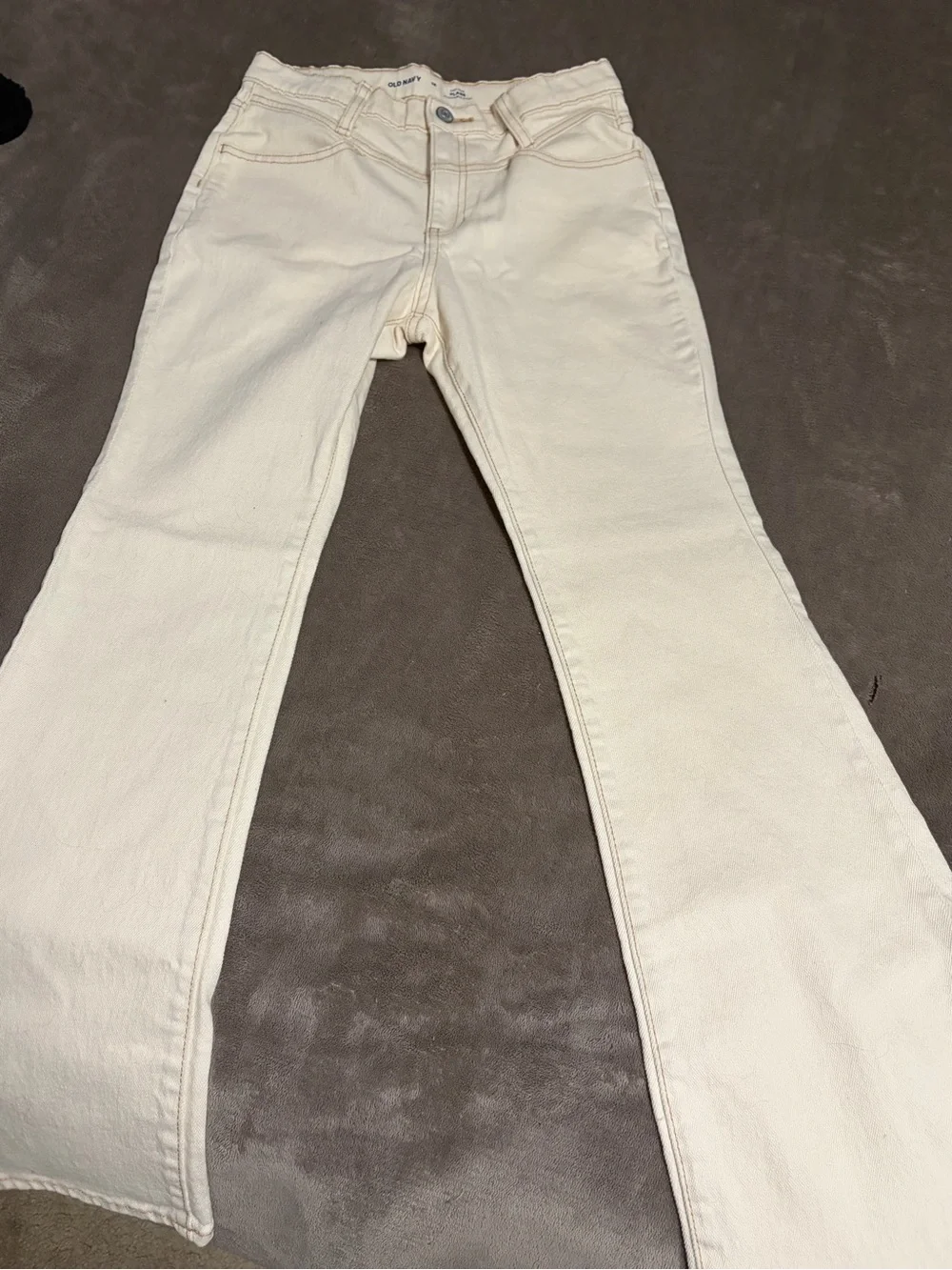 Old Navy Kids Light Khaki High-Rise Jeans with Contrast Stitching
